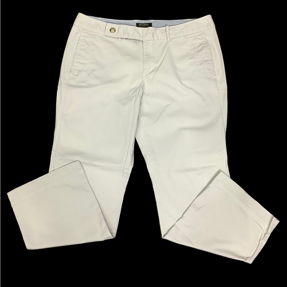 Women's Eddie Bauer 18 1X XL Vashon Fit Slacks Khakis Chino Pants Cream Stretch - Picture 2 of 8